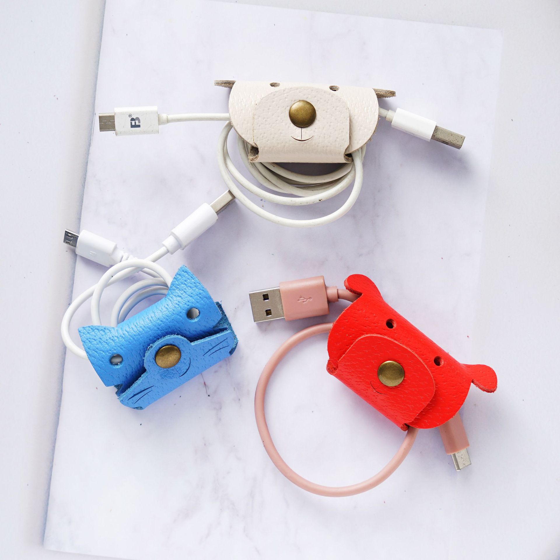 Travel Cable Organizer - Kunstleren anti-verlies kabelorganizerclip, compacte lichtgewicht opslag