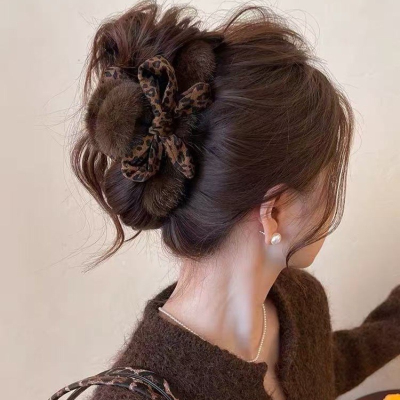 Hi Tech Accessories - 1pc high-end luipaardprint strik haarclip, namaak