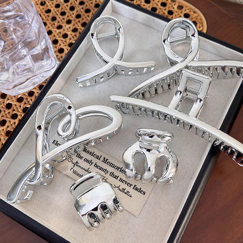 Hi Tech Accessories - Elegante zilveren imitatie metalen haarclip Dameshaaiklem