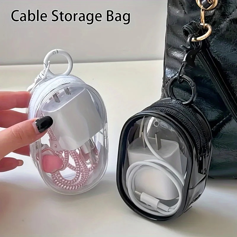 Travel Cable Organizer - Draagbare mini-opbergtas met doorzichtige rits -
